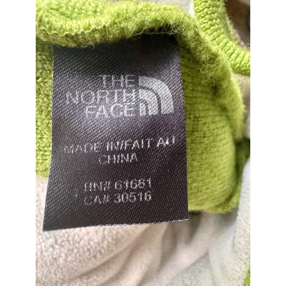 The North Face Kids‎ Beanie Hat Green Fleece Lined Winter Knit Cap